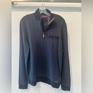 Ted Baker Navy Blue Quarter Zip Long Sleeve Top